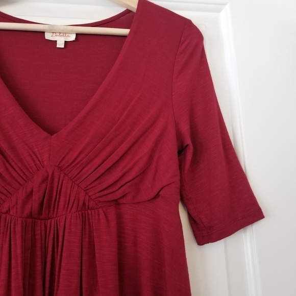 Anthropologie Deletta Empire Waist V Neck Red Short Sleeve Blouse Top Size Small - Picture 7 of 8